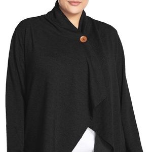 Bobeau Drapey One-Button Cardigan